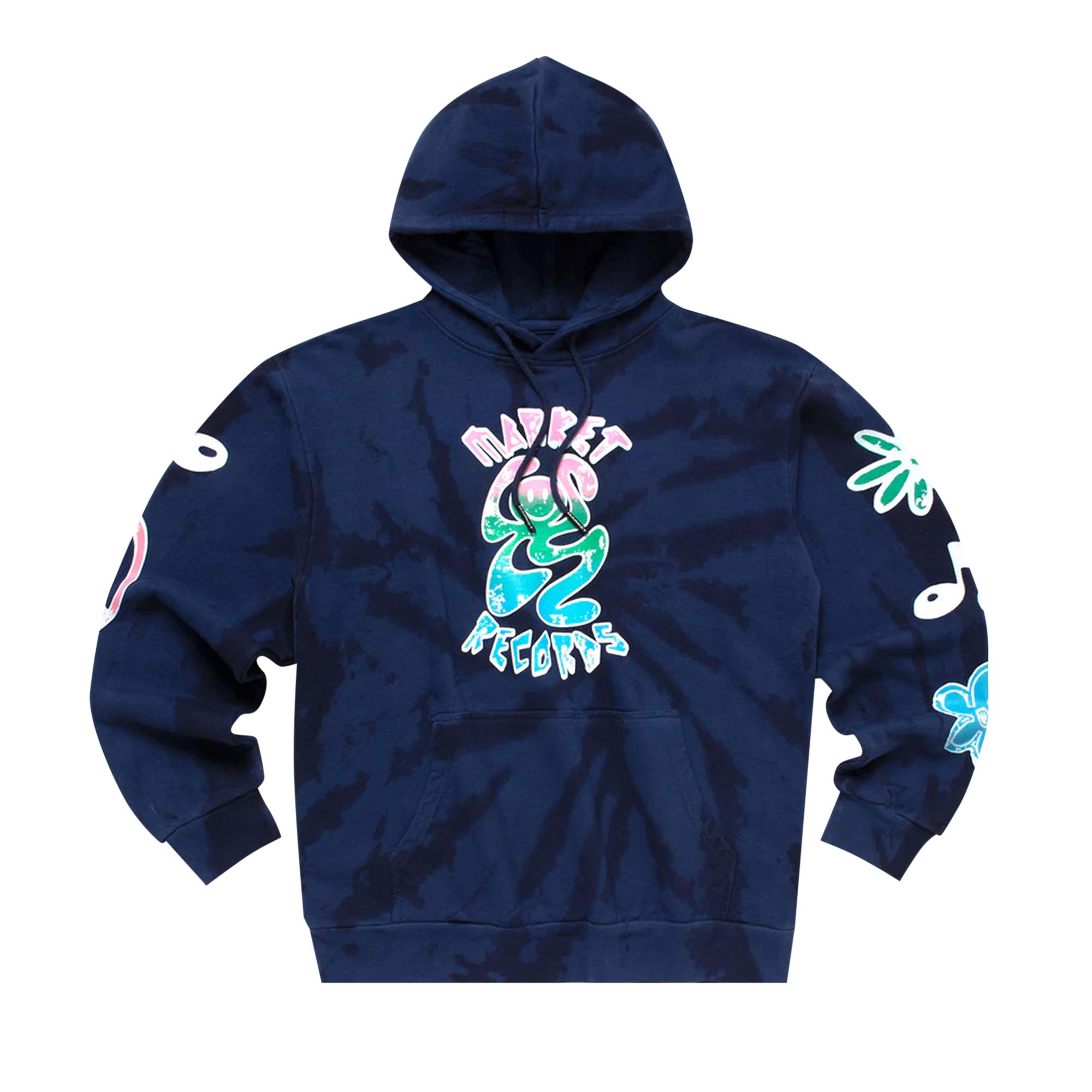 Pre-owned Market Smiley Records Angel Sigh Hoodie 'navy Tie Dye' | Blue | Men's Size Xl