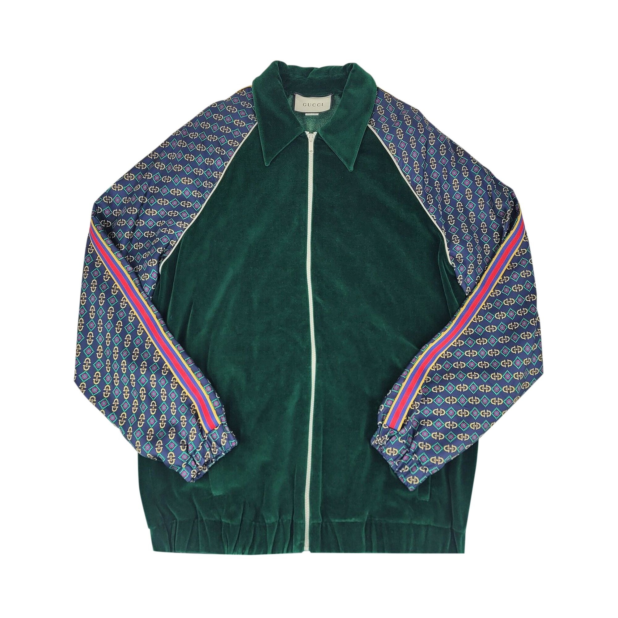 Gucci Oversized Velvet Mixed Media Jacket 'Green' | Men's Size M