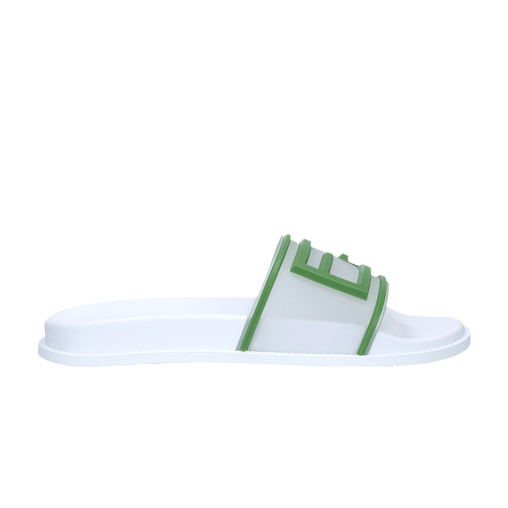 Pre-owned Fendi Slides 'transparent Verde' In White