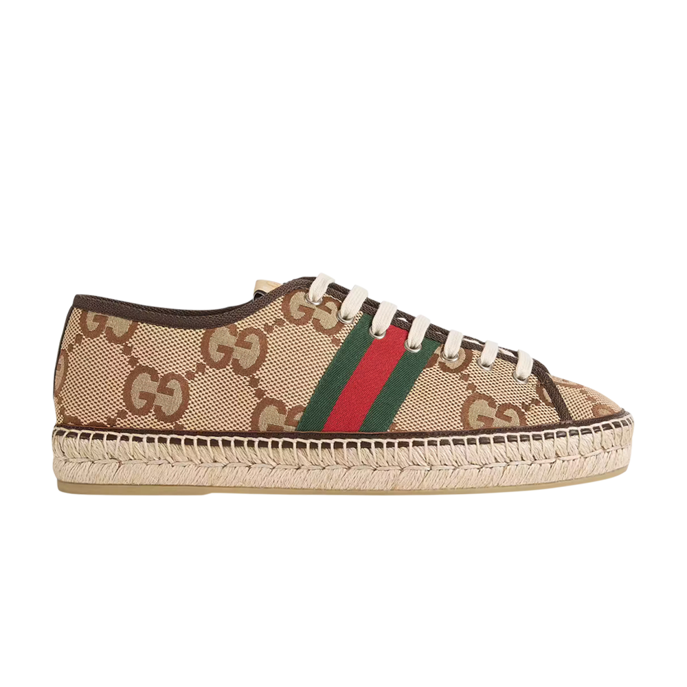 Pre-owned Gucci Maxi Gg Espadrilles 'camel Ebony' In Brown