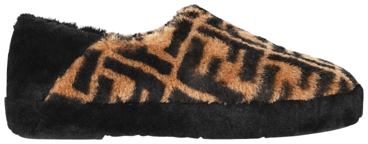 Fendi Shearling Slipper FF Logo   Brown