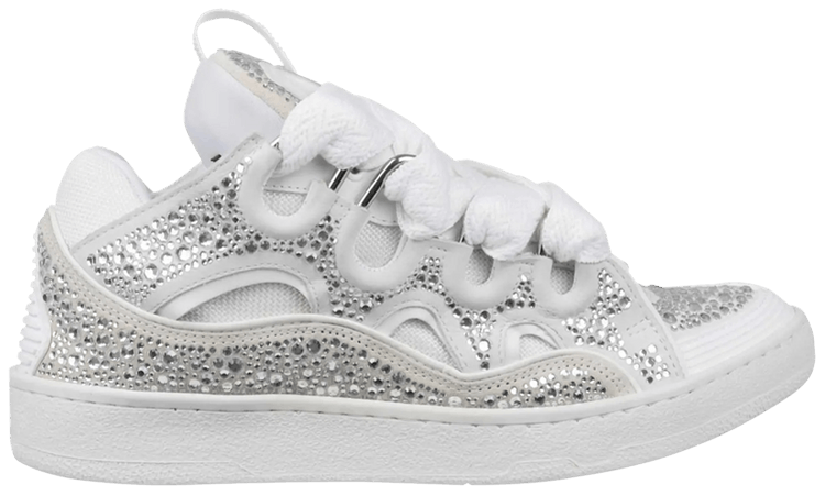 LANVIN フリントクリストラウサ RWTR05105857H24 10 Buy Lanvin Curb Sneakers 'Rhinestones - White' - FM SKRK11
