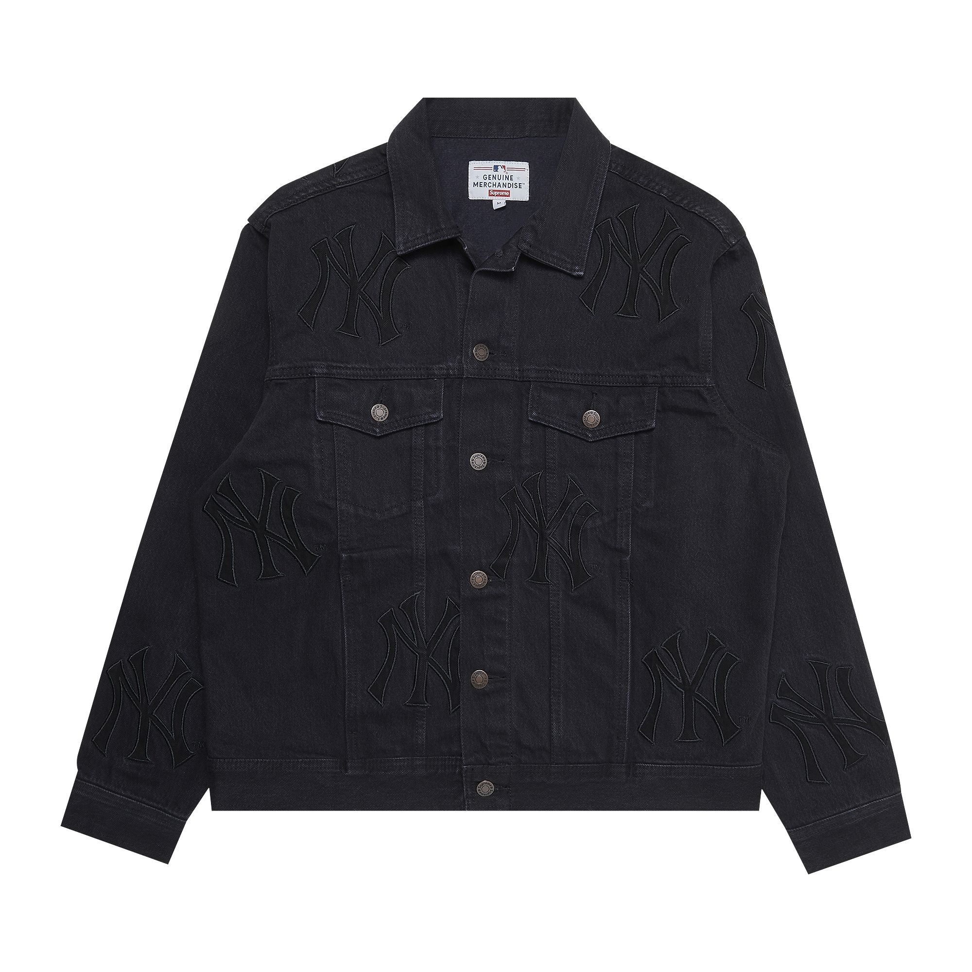 Supreme x New York Yankees Denim Trucker Jacket 'Washed Black' | Men's Size M