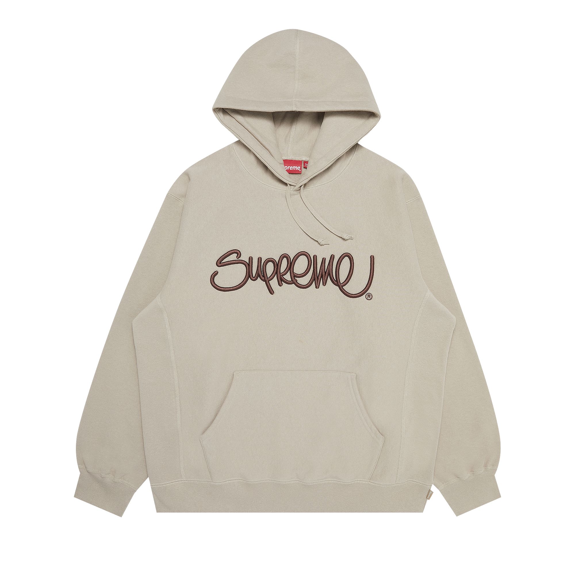 Supreme Raised Handstyle Hooded Sweatshirt 'Dark Taupe' | Tan | Men's Size 2XL