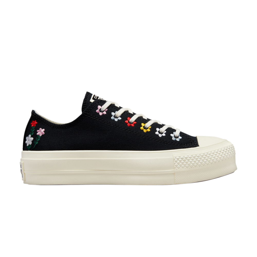 Pre-owned Converse Wmns Chuck Taylor All Star Lift Platform Low 'floral Embroidery' In Black