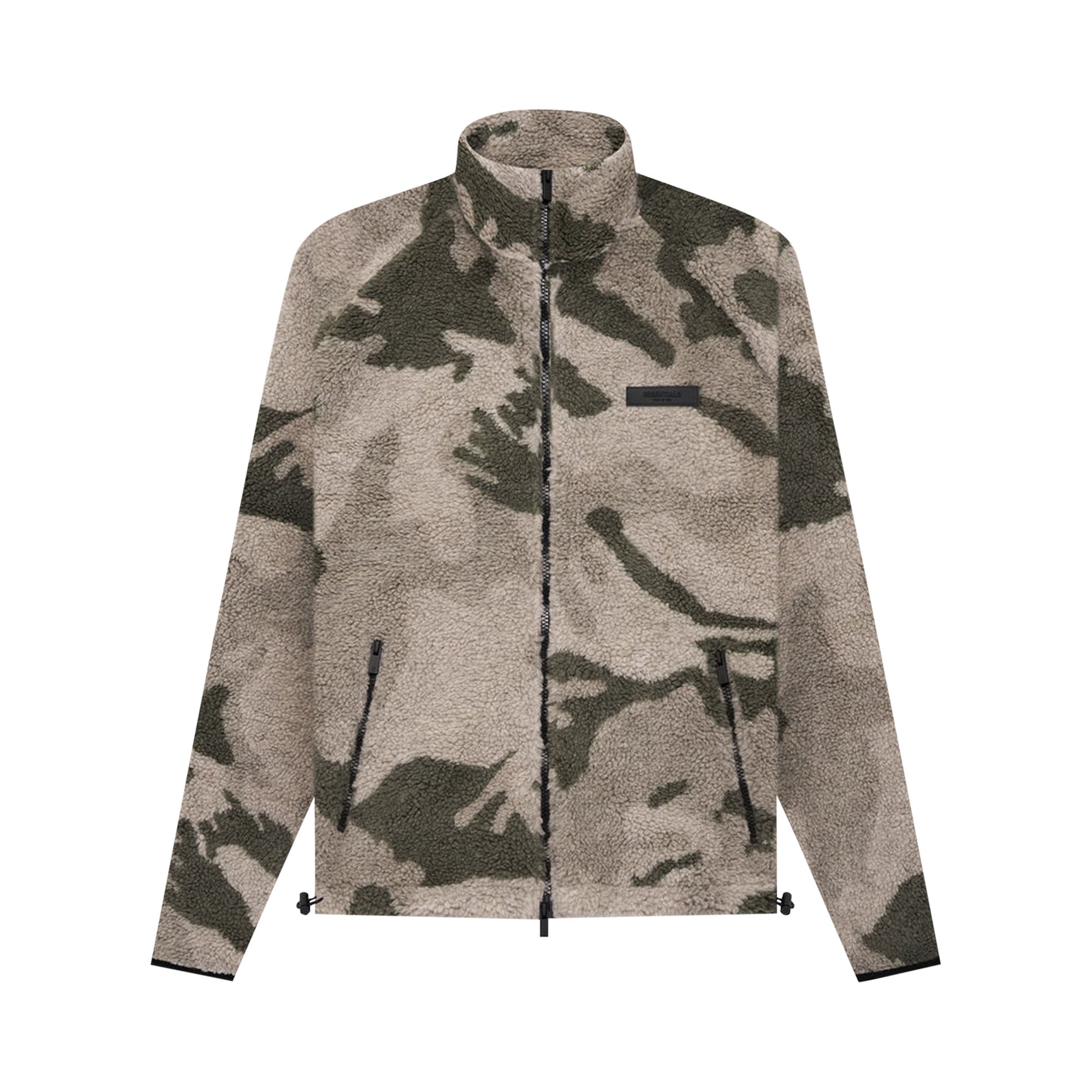 Fear of God Essentials Polar Fleece Full Zip Jacket 'Camo' | Multi-Color | Men's Size XL