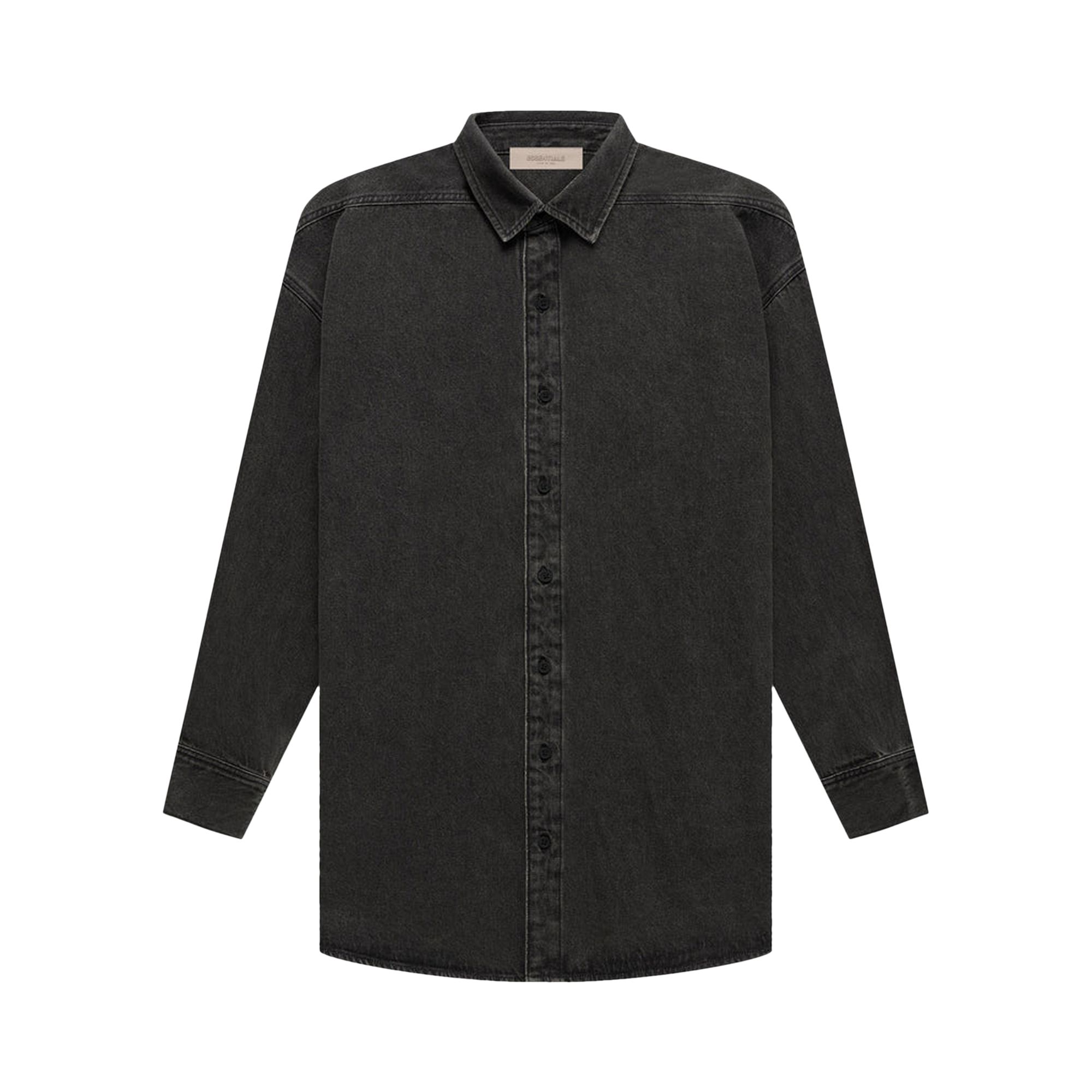 Fear of God Essentials Denim Long-Sleeve Shirt 'Black' | Men's Size S