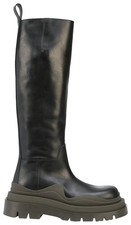 Bottega Veneta Wmns Tire Knee High Boot Black Camping