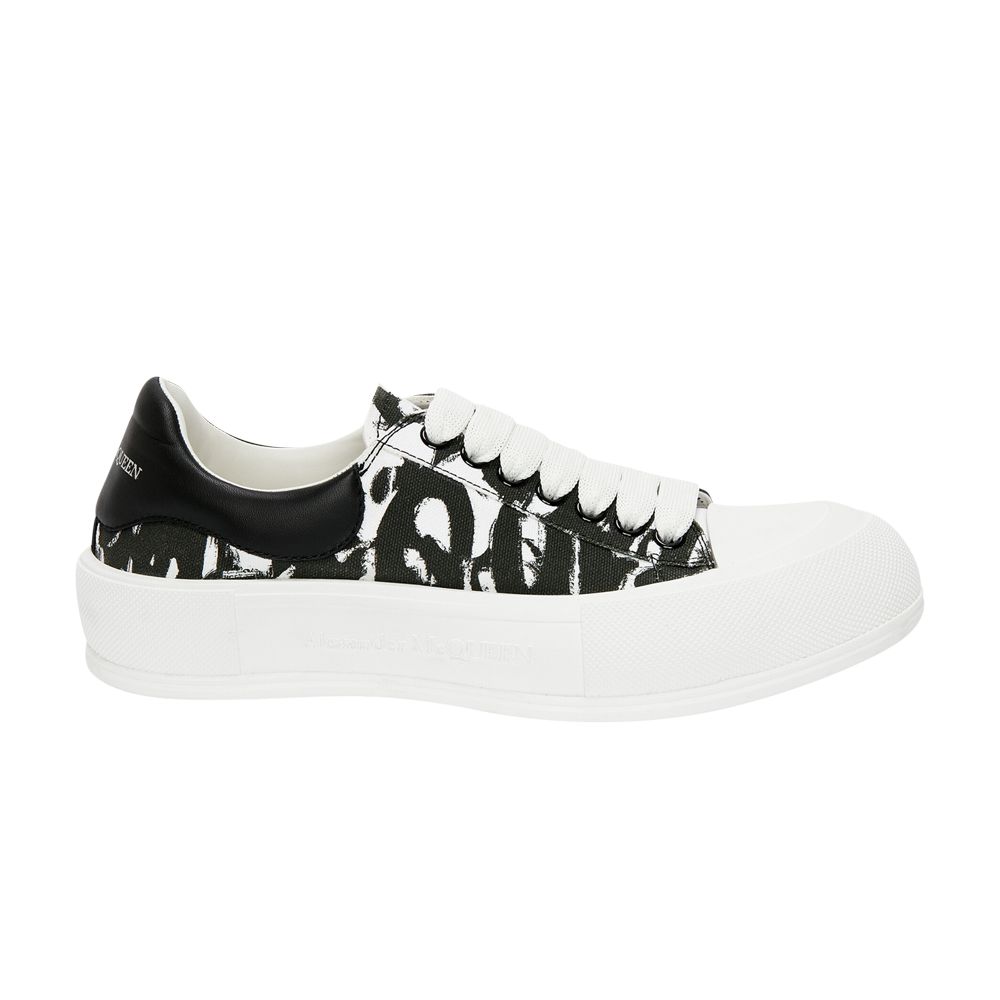 Pre-owned Alexander Mcqueen Deck Plimsoll 'graffiti - Black White' | Men's Size 42