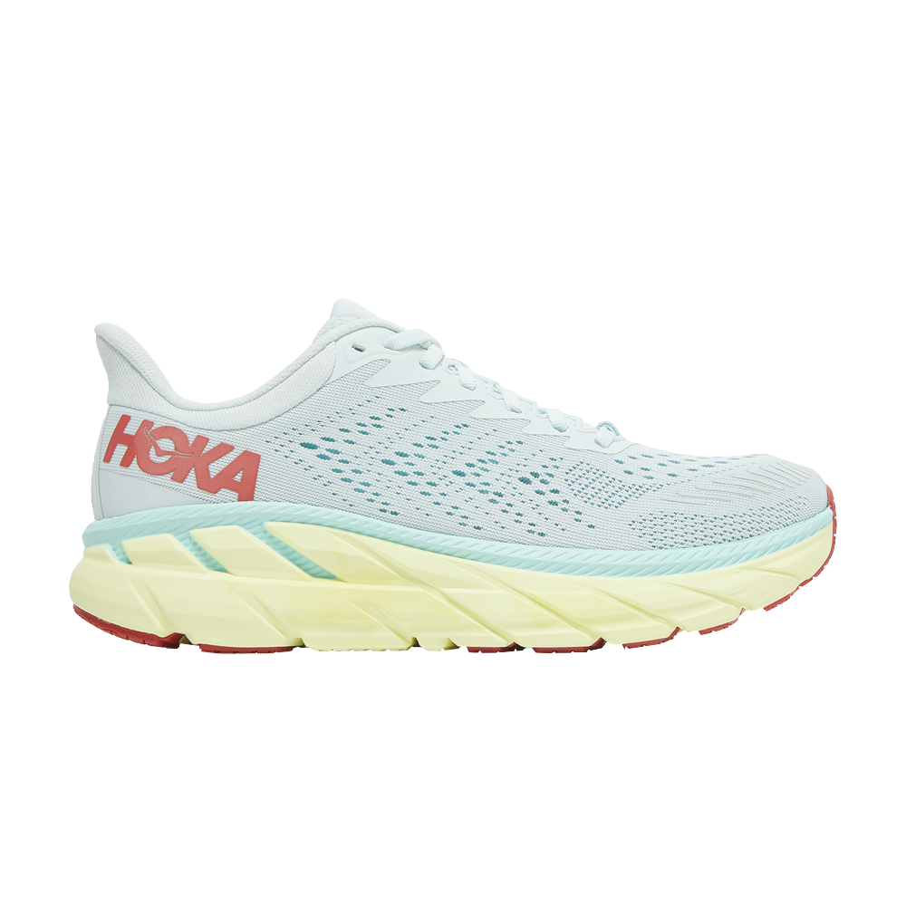 Pre-owned Hoka One One Wmns Clifton 7 'morning Mist Hot Coral' In Blue