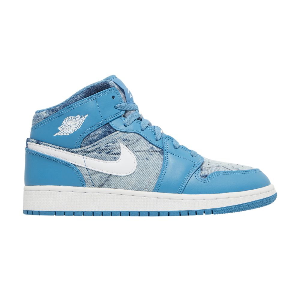 Pre-owned Air Jordan 1 Mid Gs 'washed Denim' | Blue | Kid's Size 7