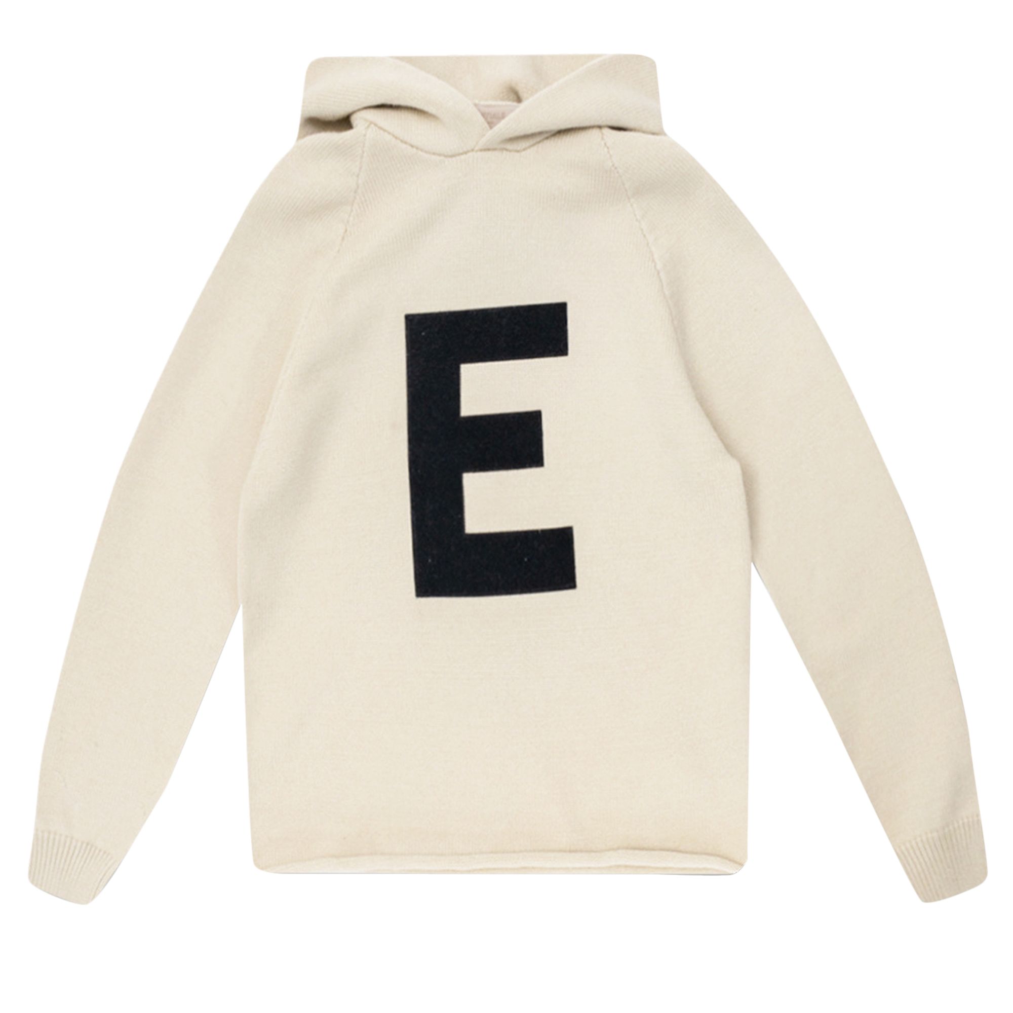 Pre-owned Essentials Fear Of God  Kids Big E Knit Hoodie 'wheat' | Cream | Kid's Size -6.5