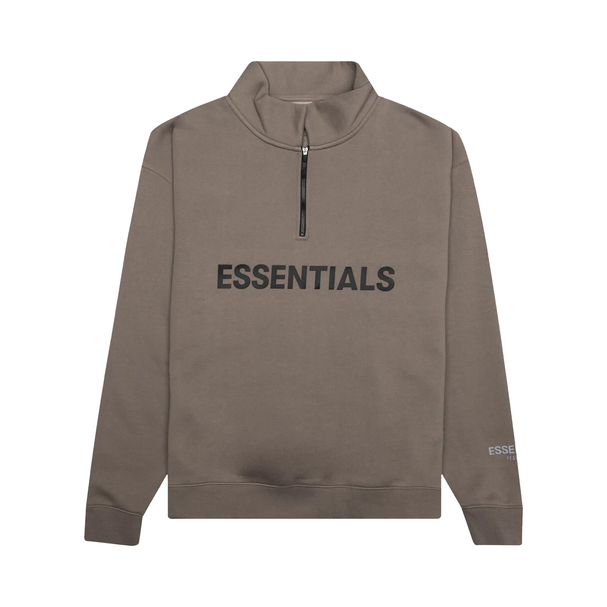 Pre-owned Essentials Fear Of God Mockneck Half Zip 'taupe' In Tan