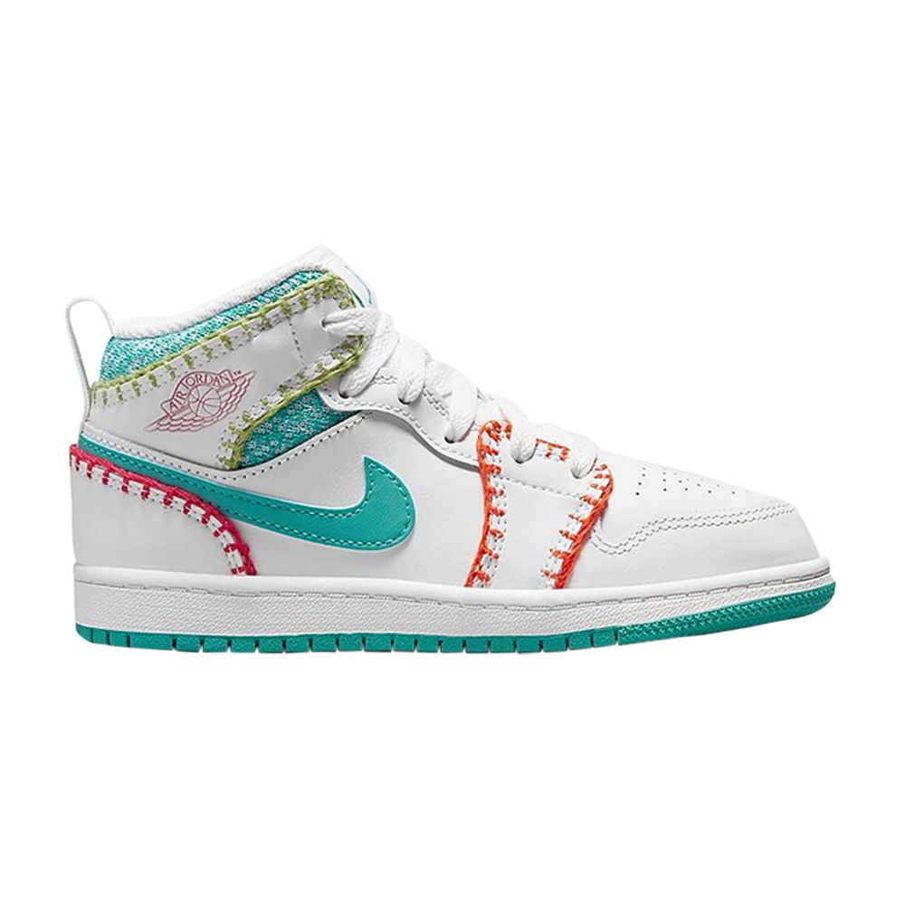 Pre-owned Air Jordan 1 Mid Se Ps 'multi Knit' | White | Kid's Size 13