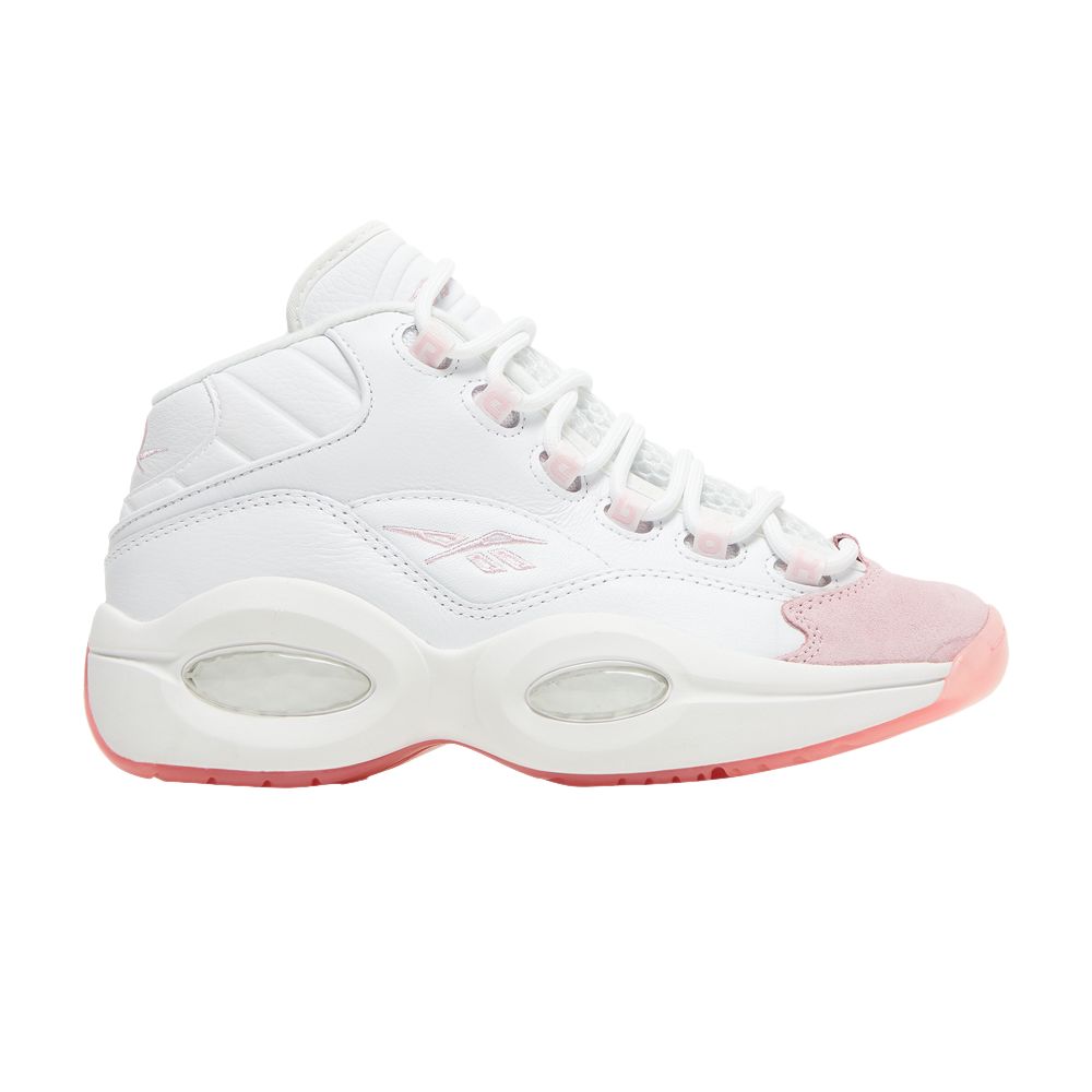Reebok Question Mid Big Kid 'Pink Toe' | White | Kid's Size 5.5