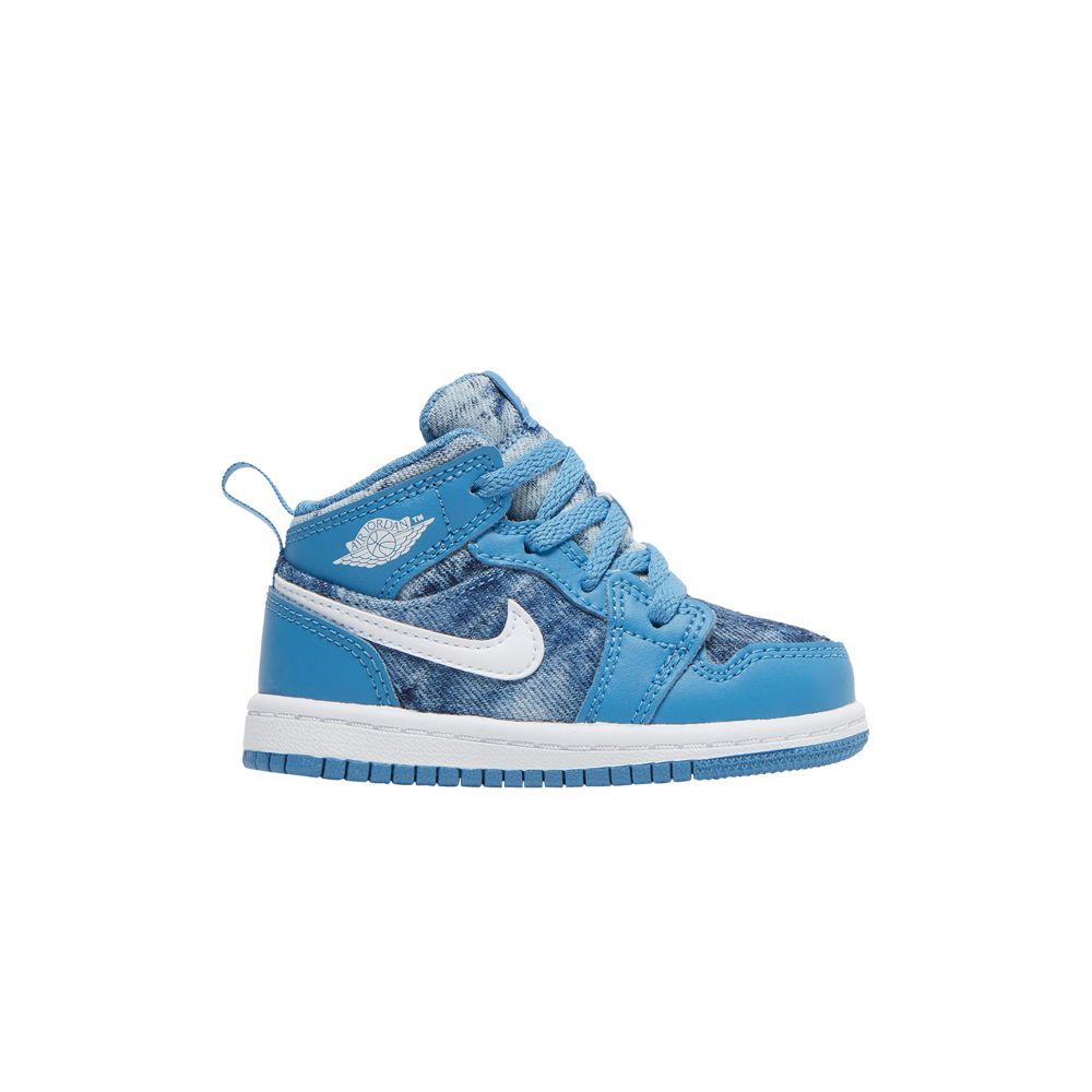 Pre-owned Air Jordan 1 Mid Td 'washed Denim' | Blue | Infant Size 2