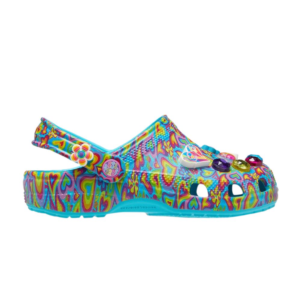 Crocs Lisa Frank x Classic Clog Kids 'Digital Aqua Multi Hearts' | Multi-Color | Kid's Size 5