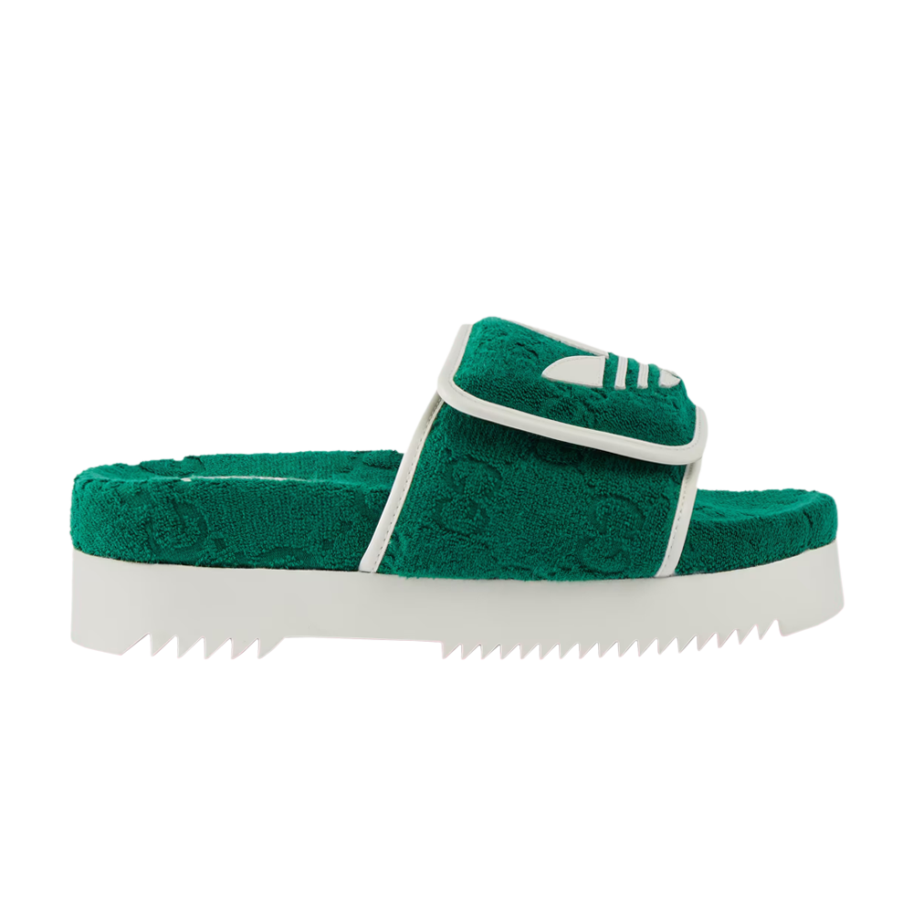 Pre-owned Gucci Adidas X  Wmns Gg Platform Sandal 'green Cotton Sponge'