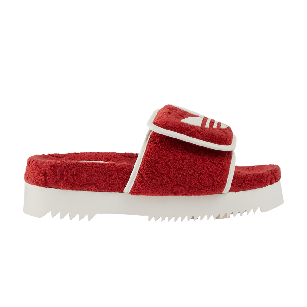 Pre-owned Gucci Adidas X  Wmns Gg Platform Sandal 'red Cotton Sponge'