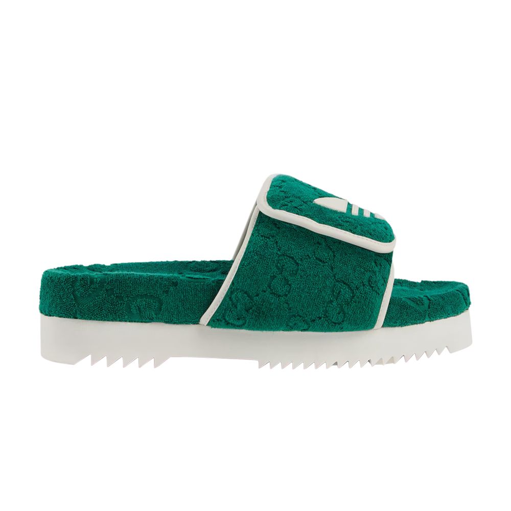 Pre-owned Gucci Adidas X Gg Platform Sandal 'green Cotton Sponge'