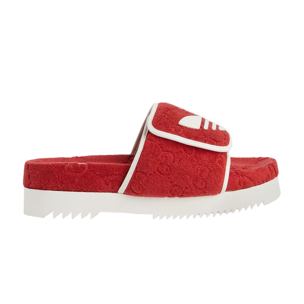 Pre-owned Gucci Adidas X Gg Platform Sandal 'red Cotton Sponge'