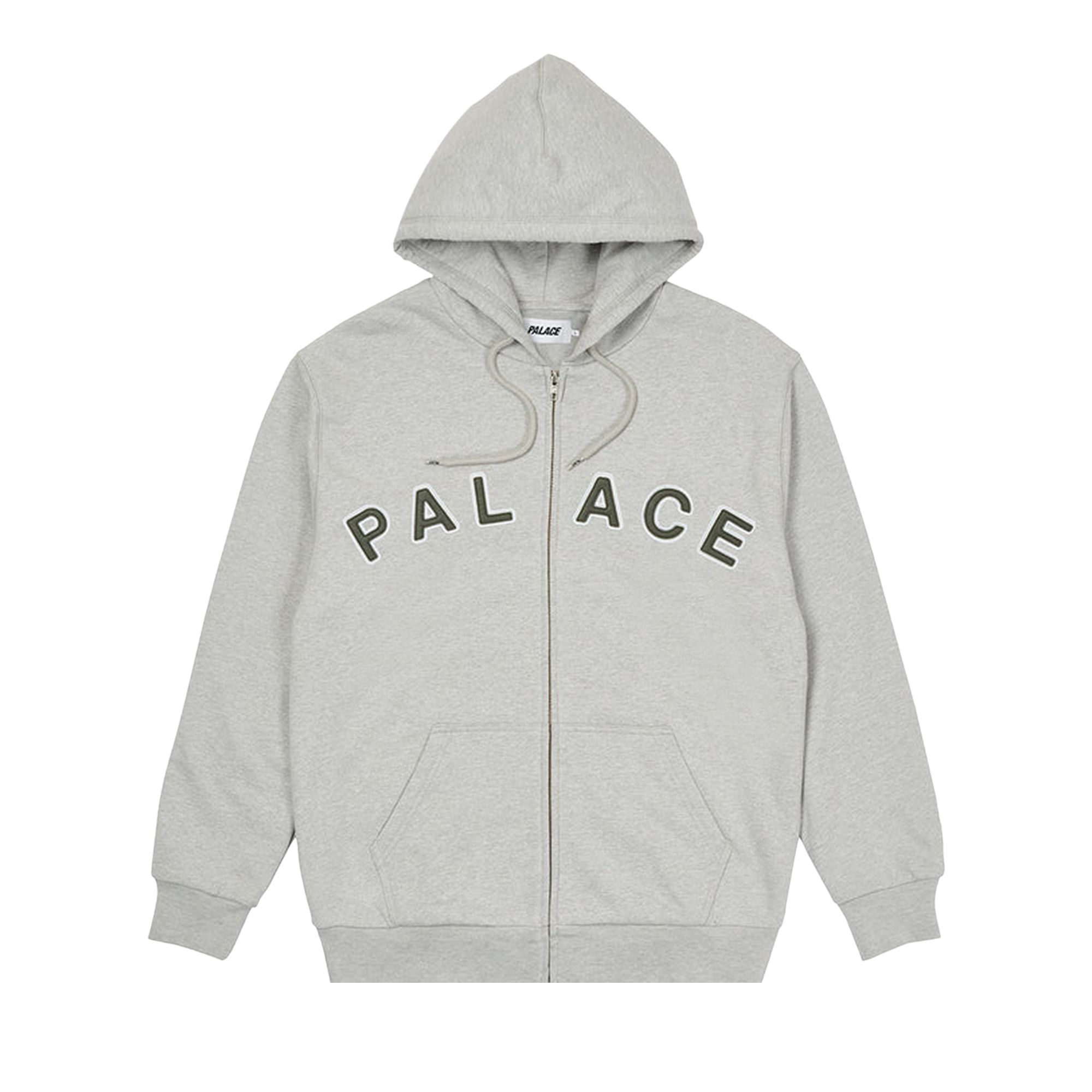 Pre-owned Palace Felt Letters Zip Hood 'grey Marl' | Men's Size L In Gray