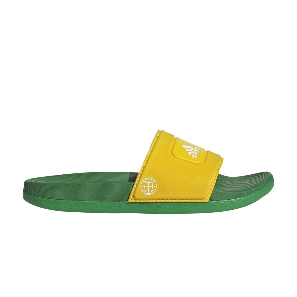 Pre-owned Adidas Originals Adidas Lego X Adilette Slide J 'equipment Yellow Green' | Kid's Size 11.5