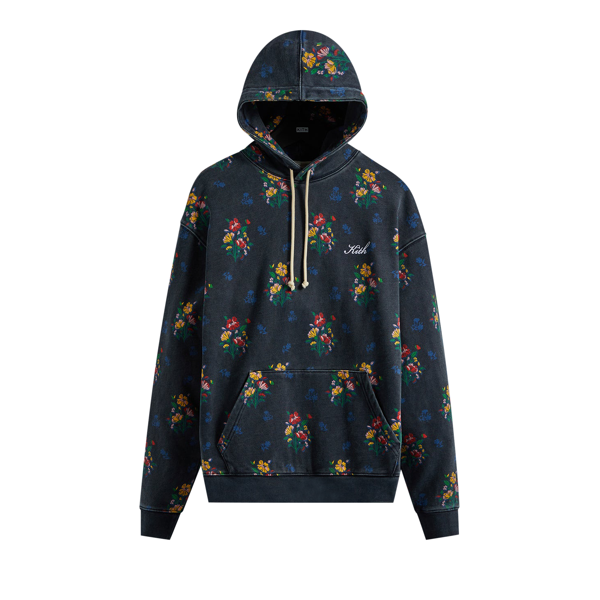 Pre-owned Kith Begonia Floral Williams Iii Hoodie 'nocturnal' In Blue