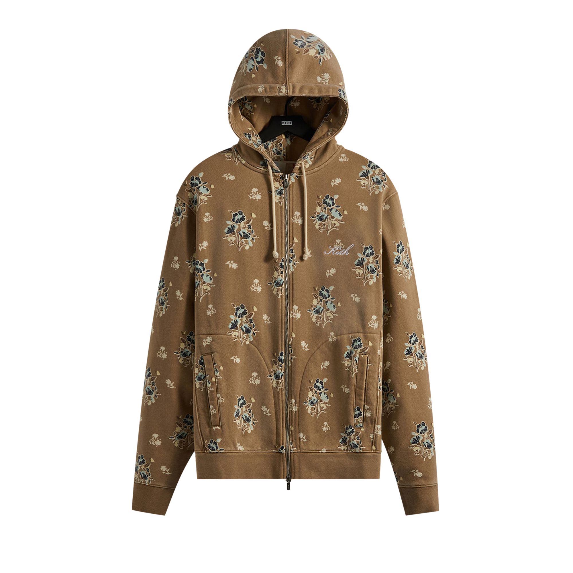 Kith Begonia Floral Williams V Full Zip Hoodie 'Canvas' | Tan | Men's Size 2XL