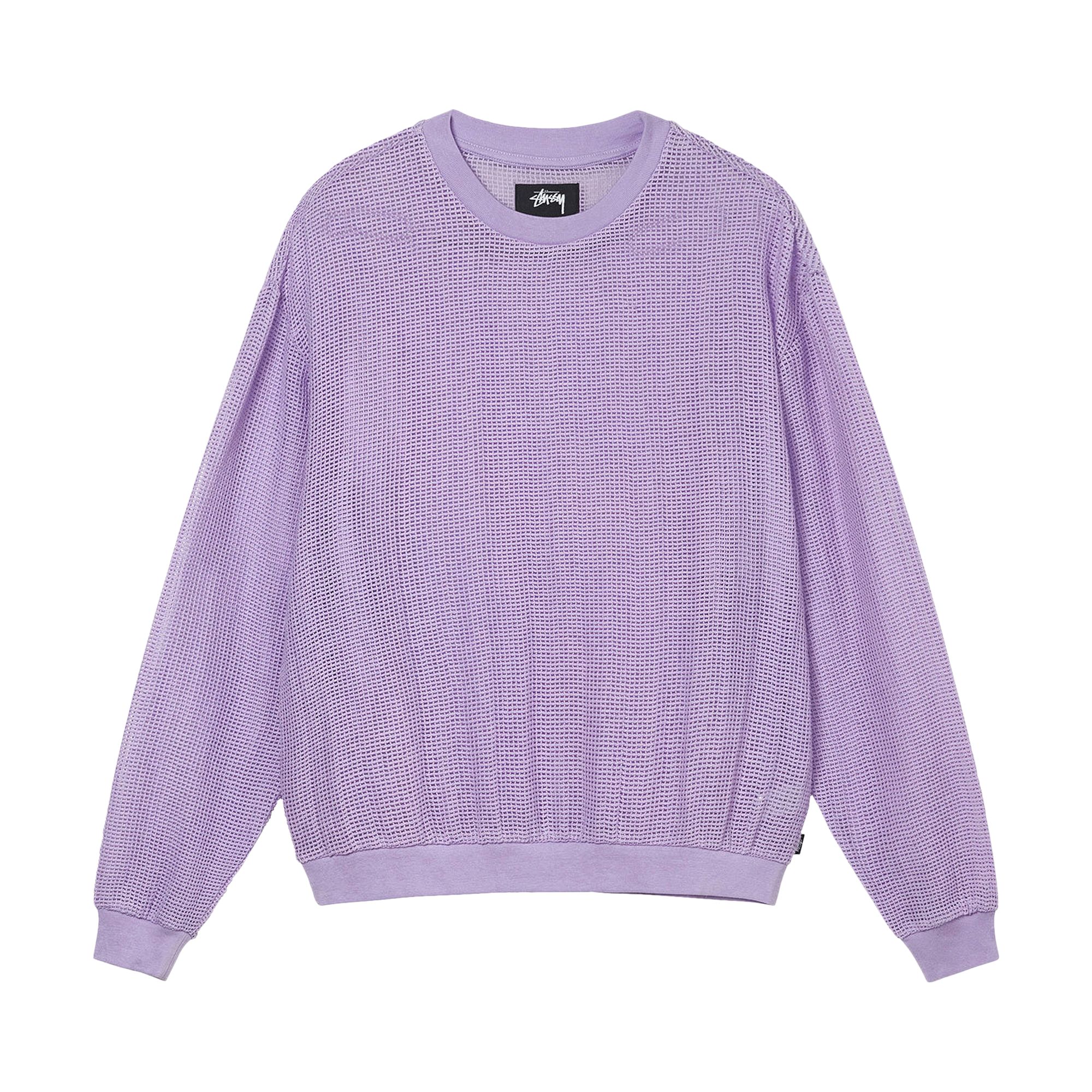 Stussy Cotton Mesh Long-Sleeve Crew 'Lavender' | Purple | Men's Size M