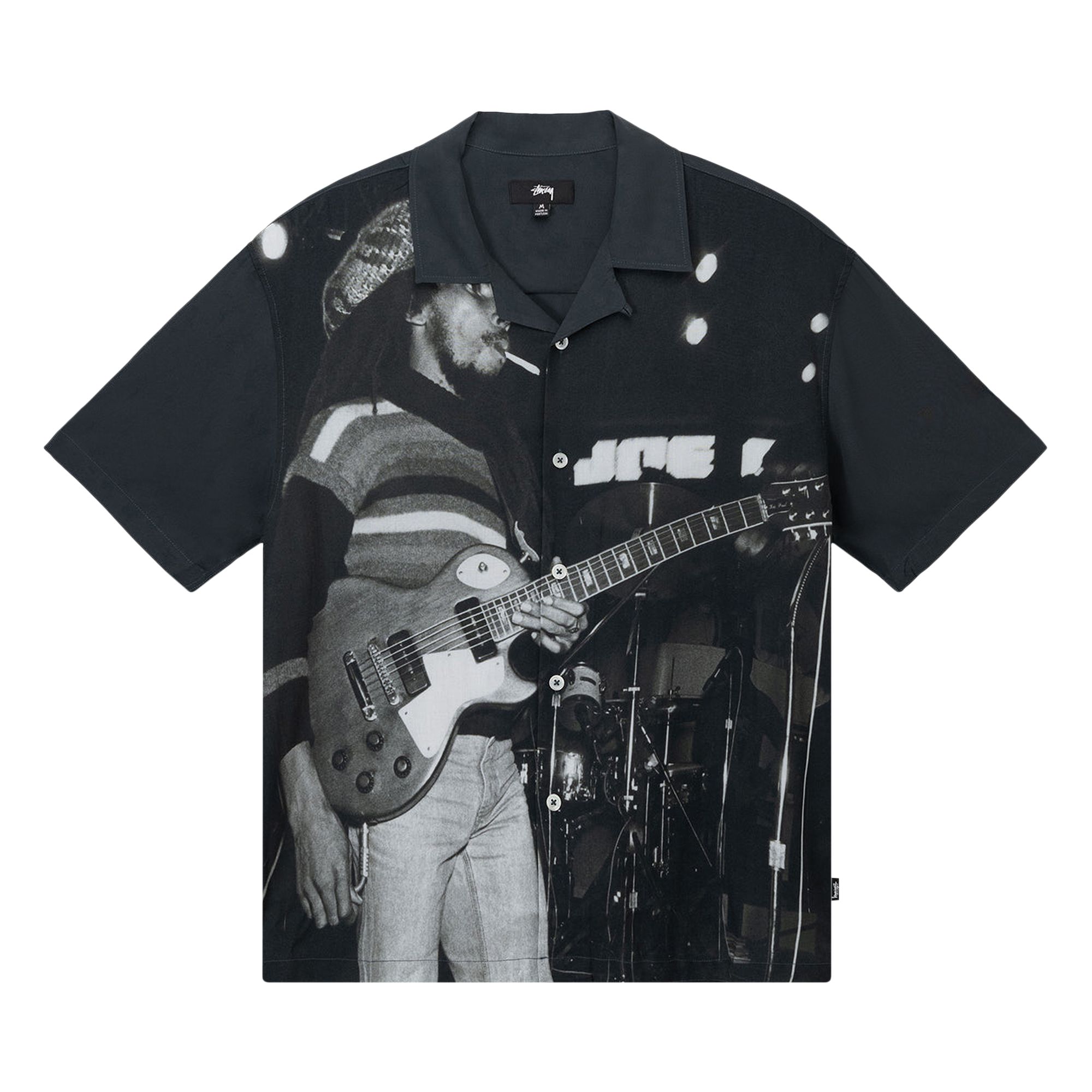 Stussy Bob Marley Open Collar Shirt 'Black' | Men's Size XL