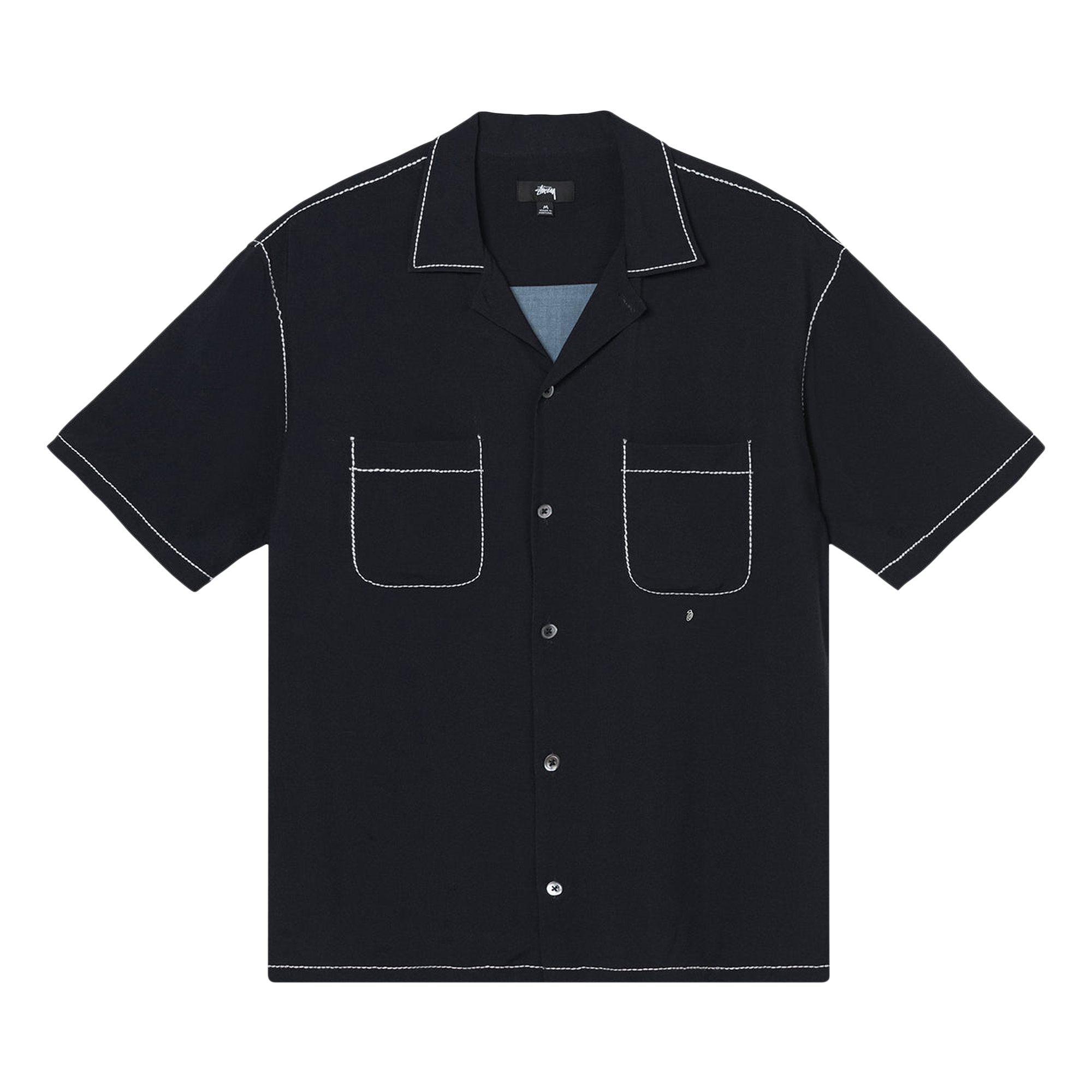 Pre-owned Stussy Contrast Pick Stitched Shirt 'black'