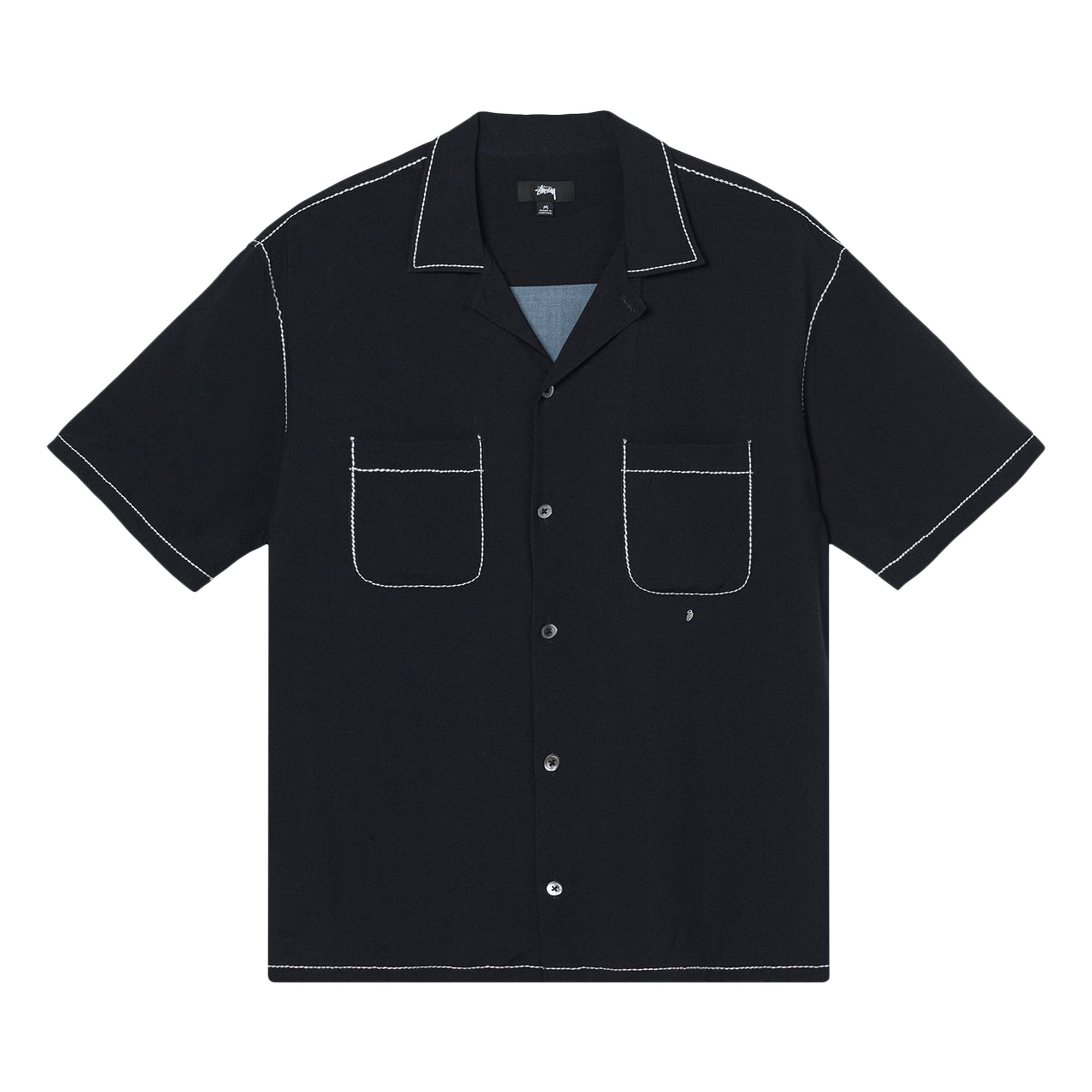 Stussy Contrast Pick Stitched Shirt 'Black' | Men's Size M
