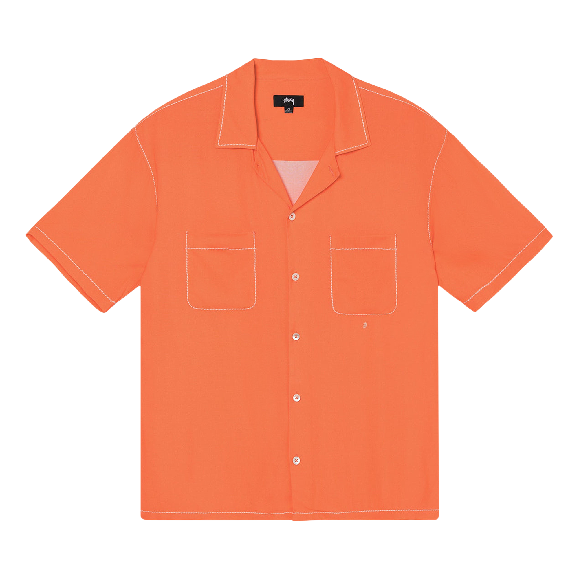 Pre-owned Stussy Contrast Pick Stitched Shirt 'peach' In Orange