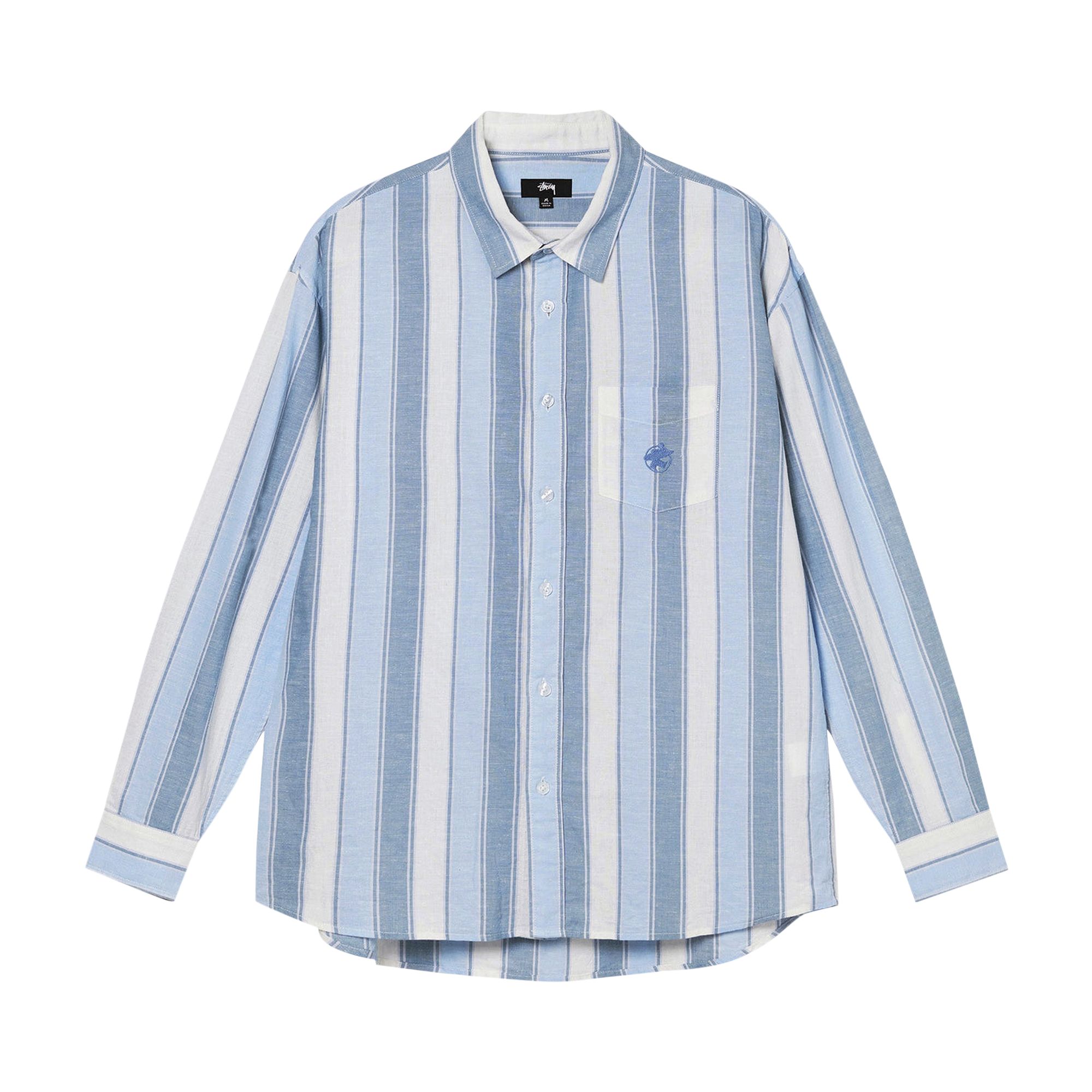 Stussy Wide Striped Shirt 'Blue Stripe' | Men's Size 2XL
