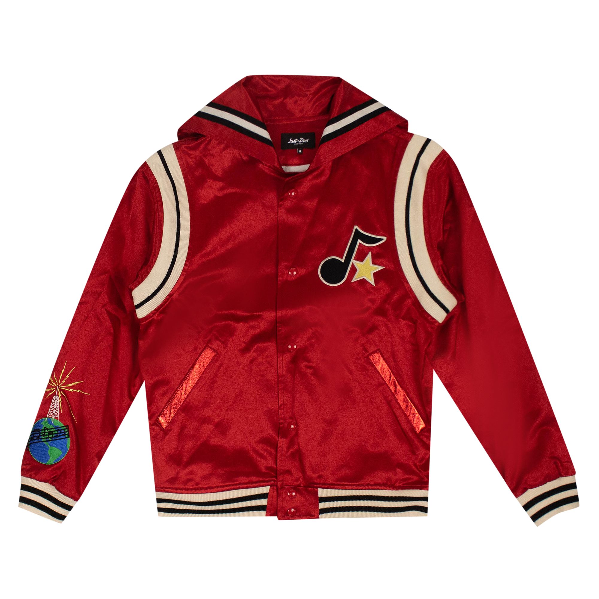 Pre-owned Just Don Satin Logo Cape Varsity Jacket 'red' | Men's Size S