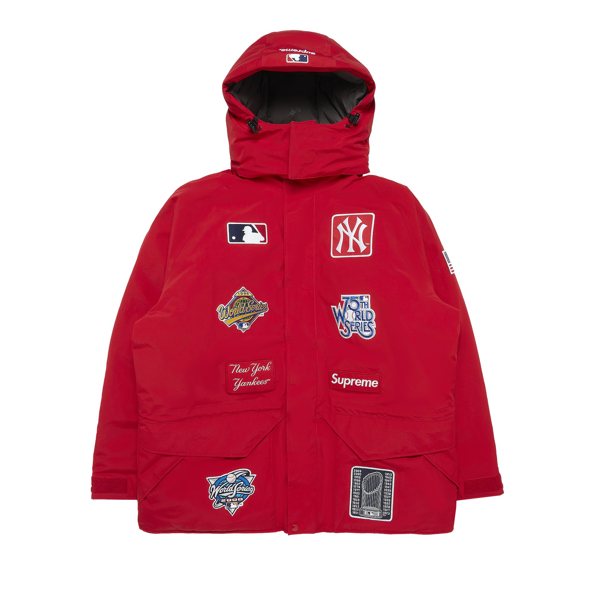 Supreme x New York Yankees GORE-TEX 700-Fill Down Jacket 'Red' | Men's Size XL