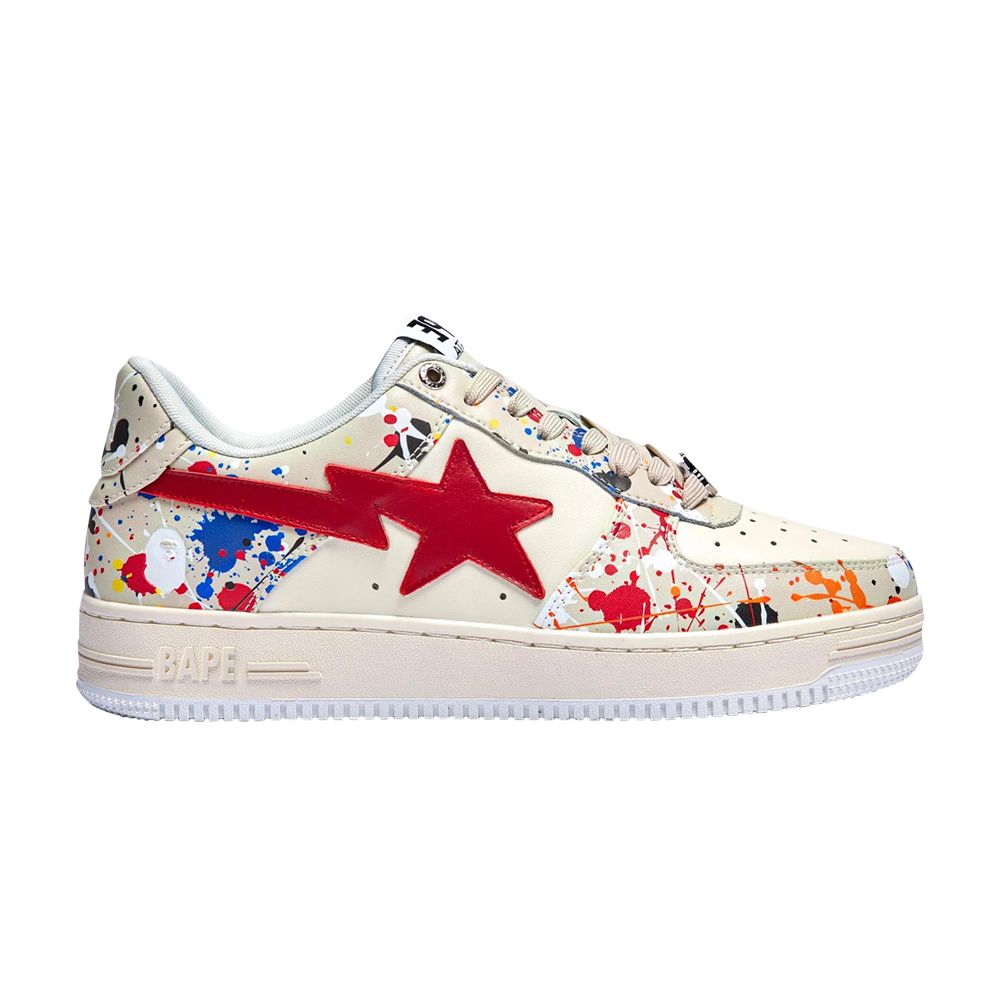 BAPE Bapesta Low 'Paint Splatter - Ivory' | Cream | Men's Size 7