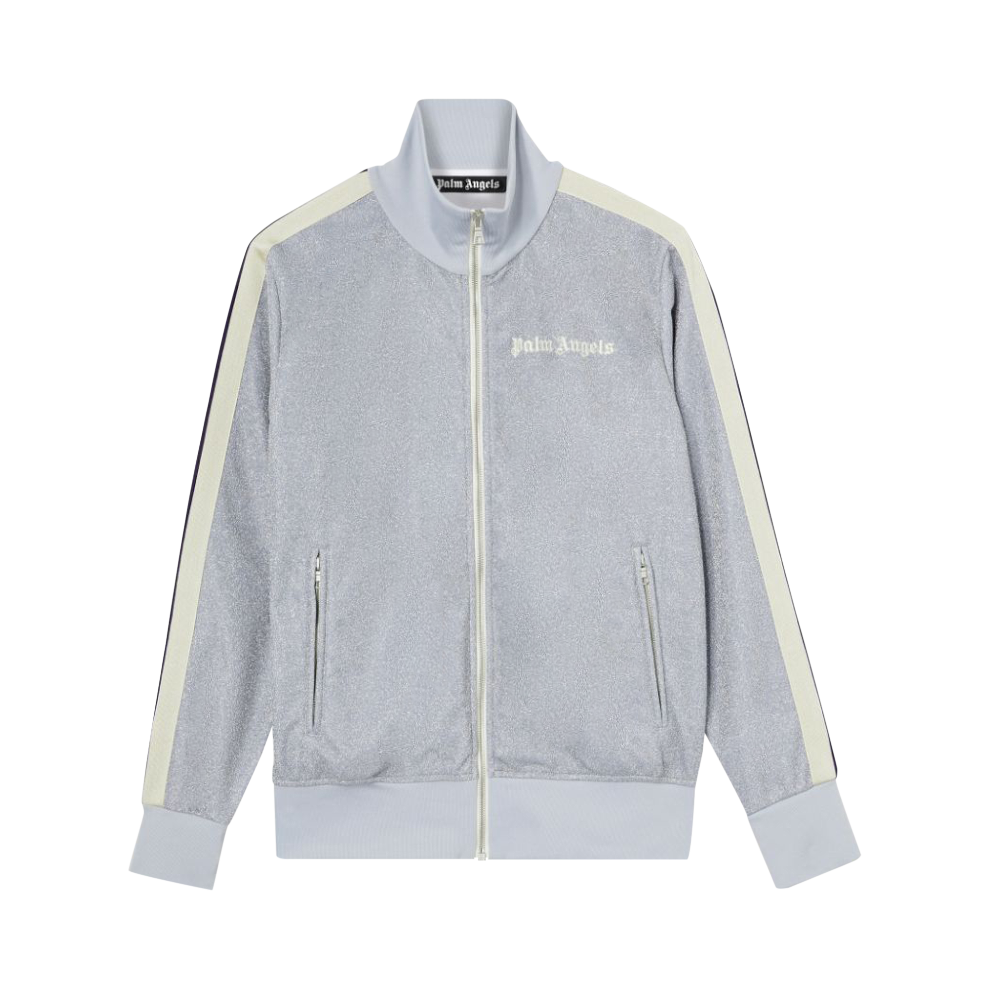 Pre-owned Palm Angels Lurex Track Jacket 'silver/off White'
