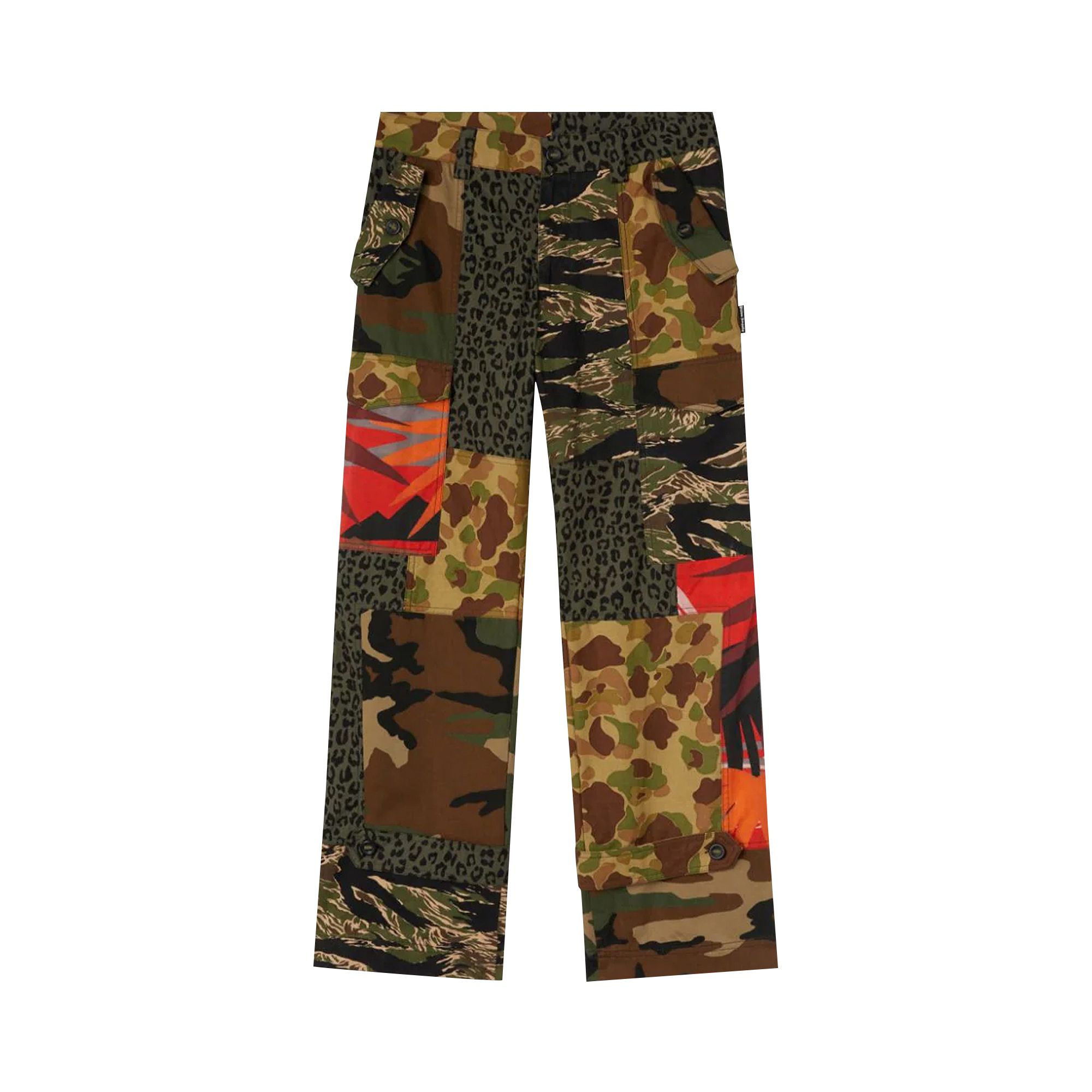 Pre-owned Palm Angels Mixed Fabric Cargo Pants 'military Black' | Multi-color | Men's Size 46