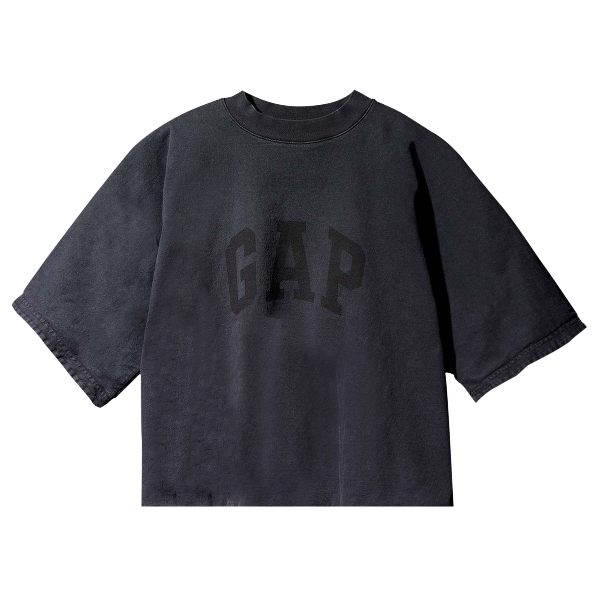 Pre-owned Yeezy Gap Engineered By Balenciaga Cropped Dove No Seam Tee 'washed Black'