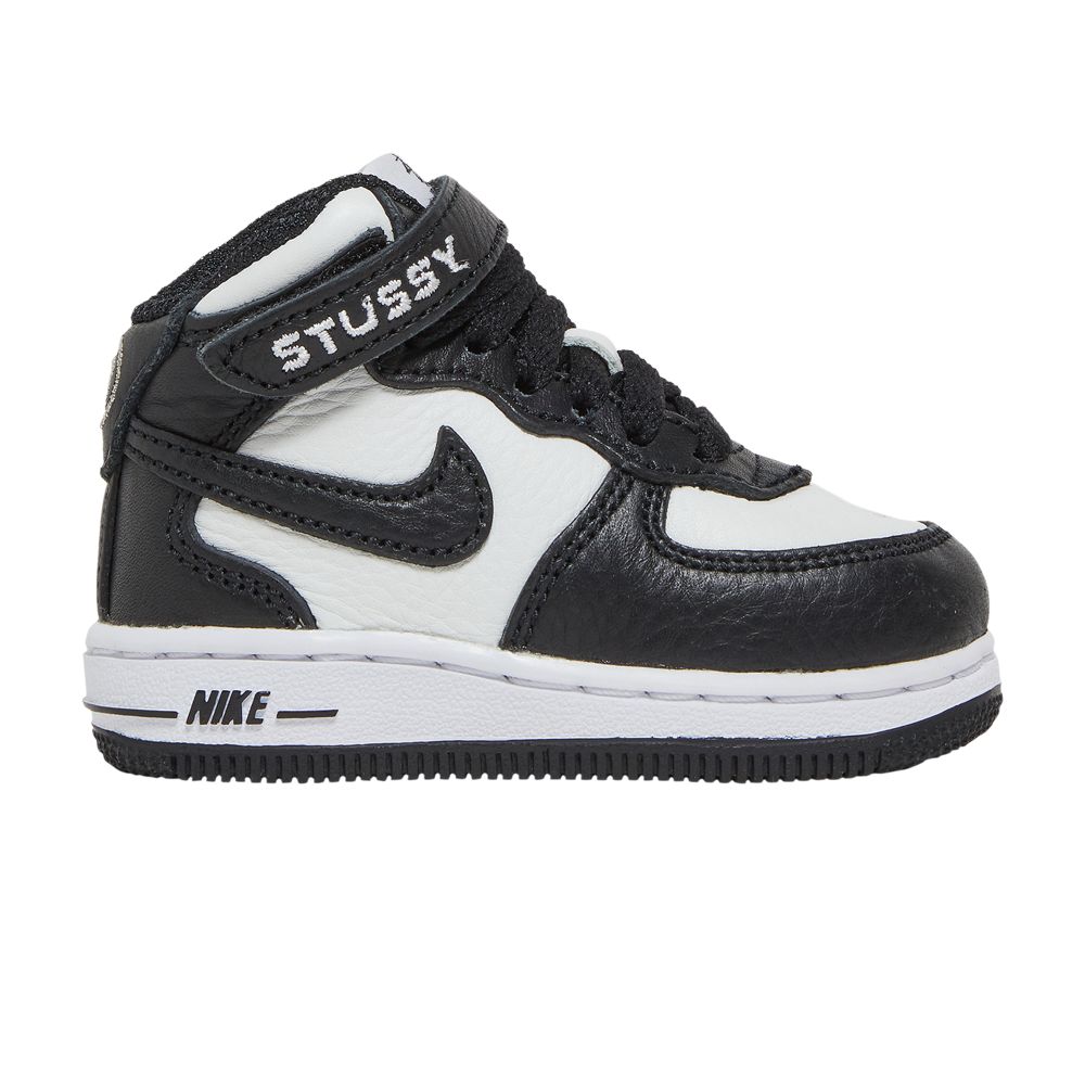 Pre-owned Nike Stussy X Air Force 1 Mid Td 'black White' | Infant Size 10