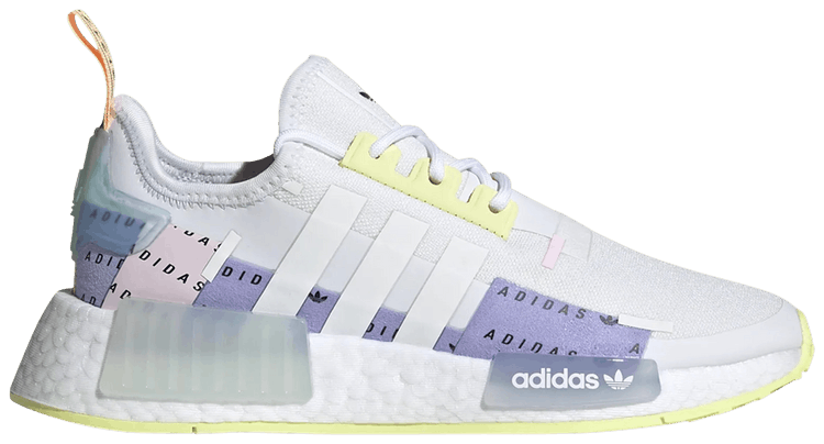 Adidas NMD R1 Refined J All Over Logo White Pulse Yellow