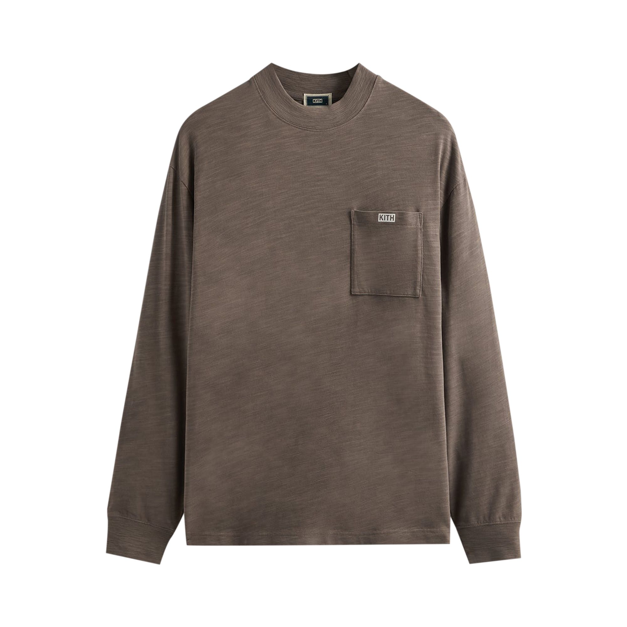 Pre-owned Kith Long-sleeve Mock Neck Pocket Jfk 'overcast' | Brown | Men's Size S