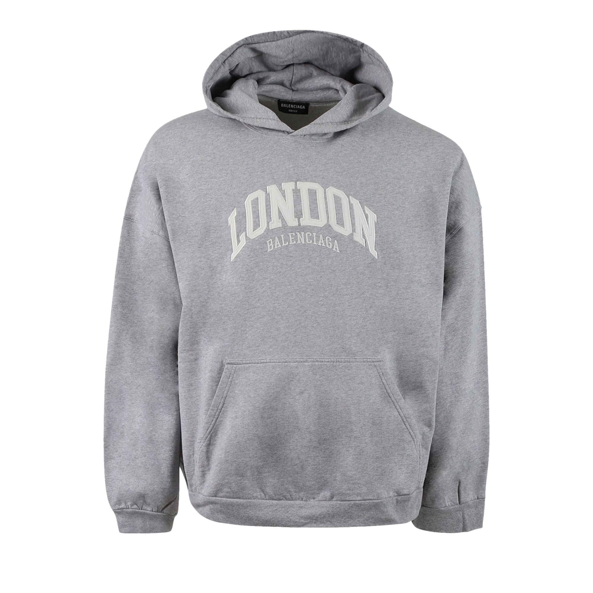 Pre-owned Balenciaga Cities London Hoodie Wide Fit 'grey' | Men's Size 44 In Gray