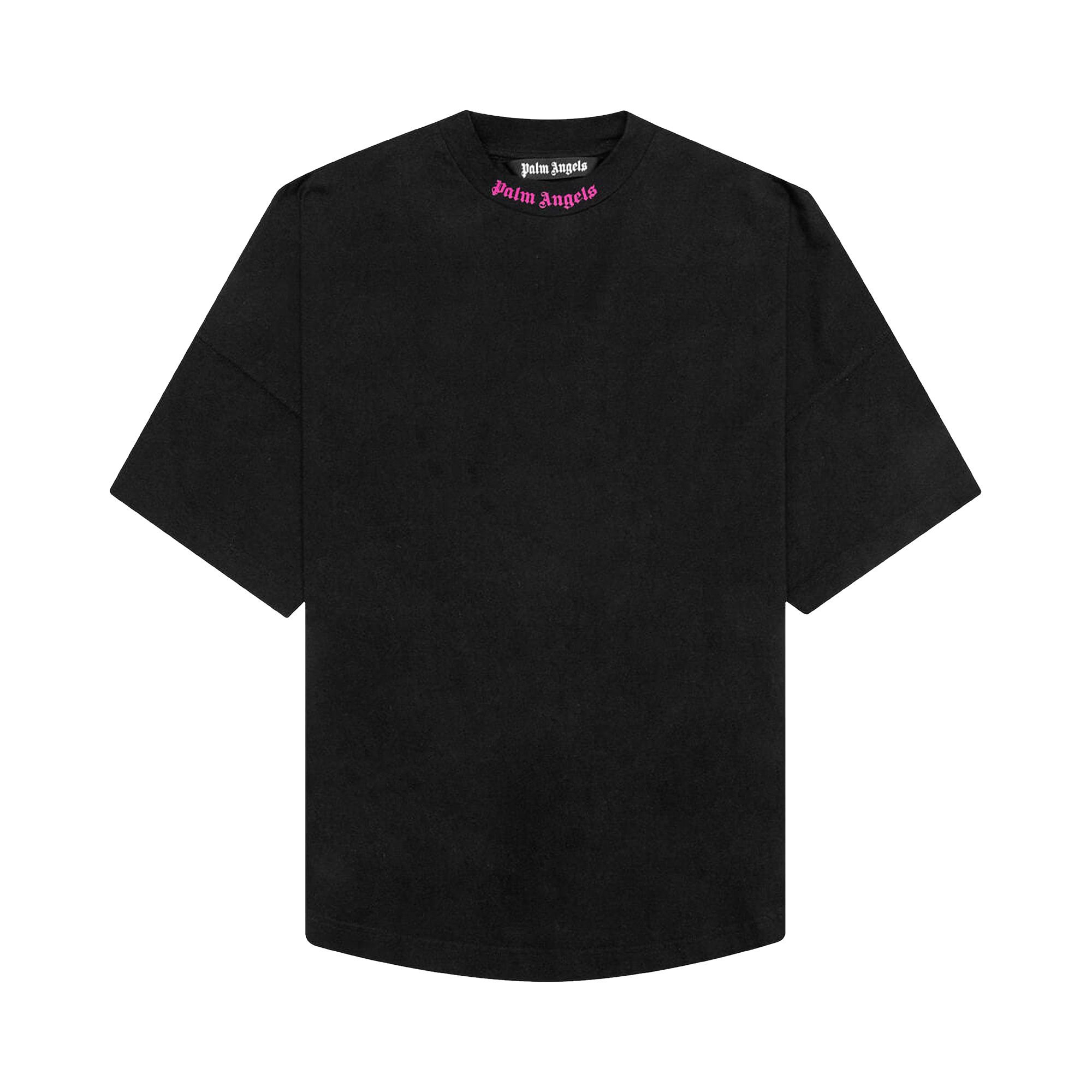 Pre-owned Palm Angels Doubled Logo Over Tee 'black/fuchsia'