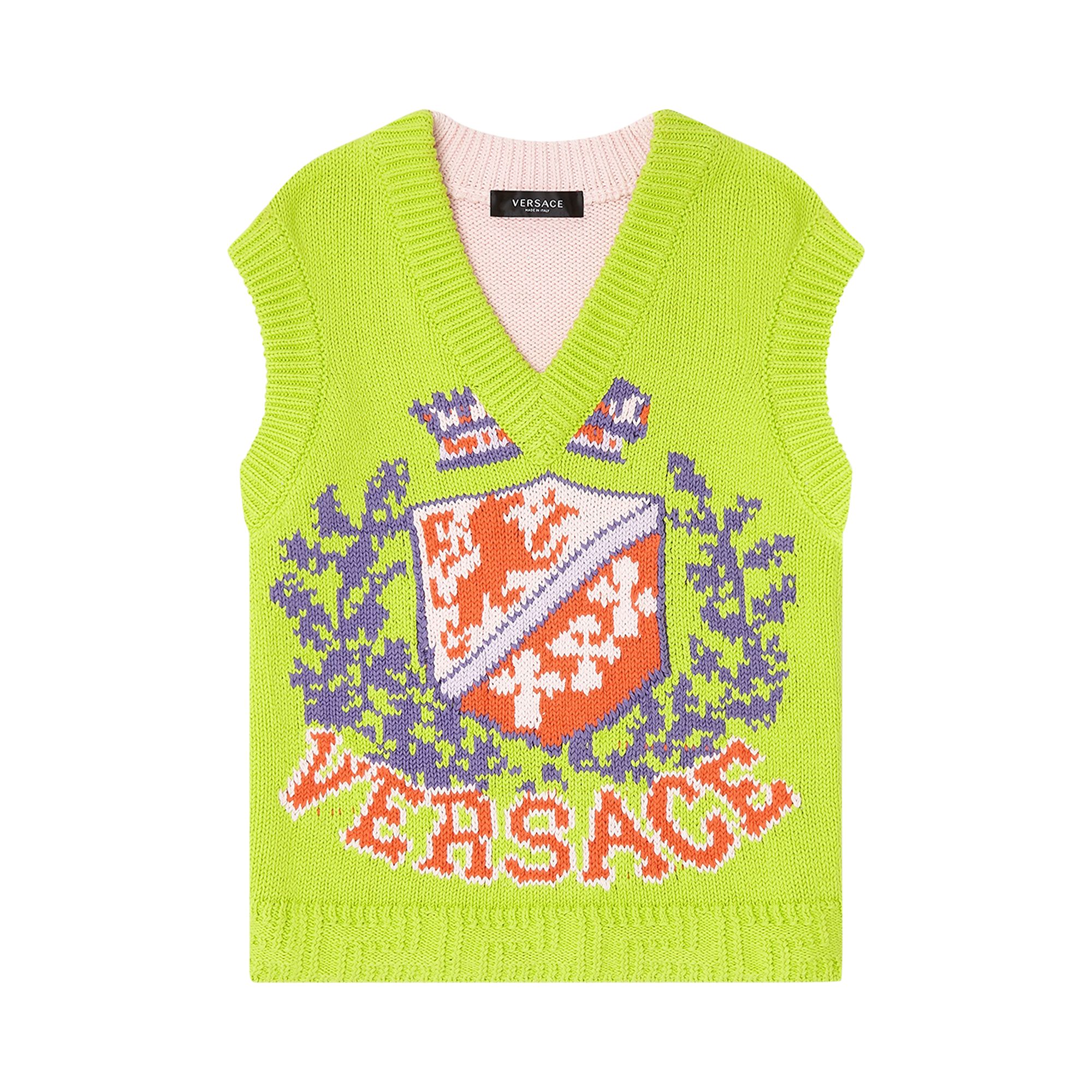 Pre-owned Versace Royal Rebellion Intarsia Knit Top 'multicolor' | Multi-color | Men's Size 52