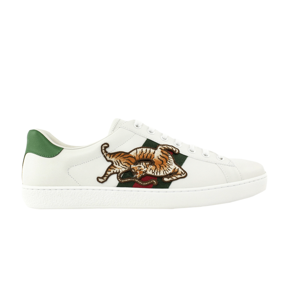 Pre-owned Gucci Ace 'tiger' In White