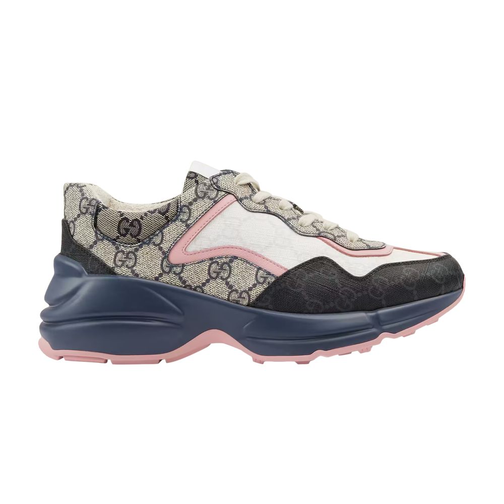 Pre-owned Gucci Wmns Rhyton Sneaker 'beige Blue Monogram' In Brown