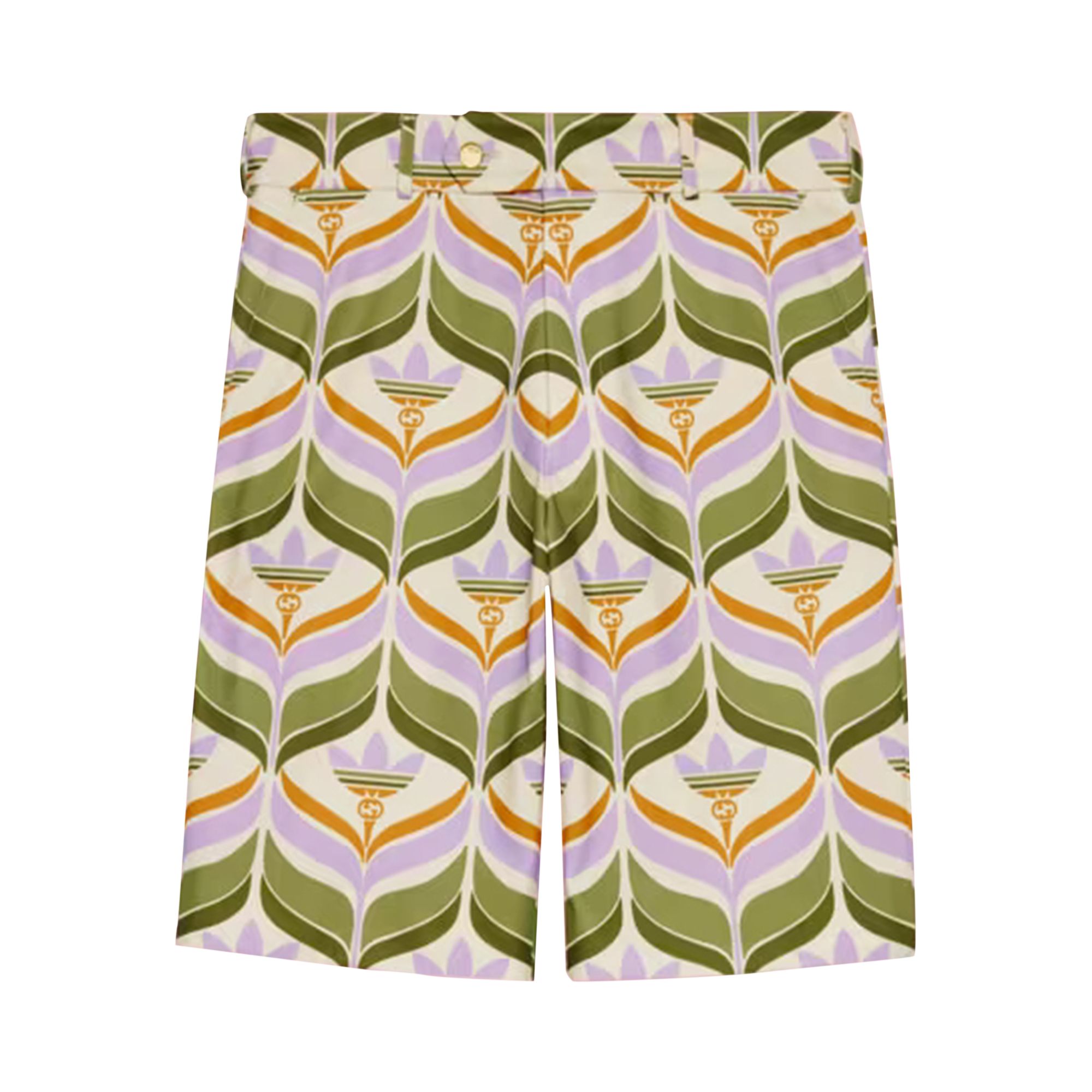 Pre-owned Gucci X Adidas Trefoil Print Shorts 'green/ivory' | Men's Size 48